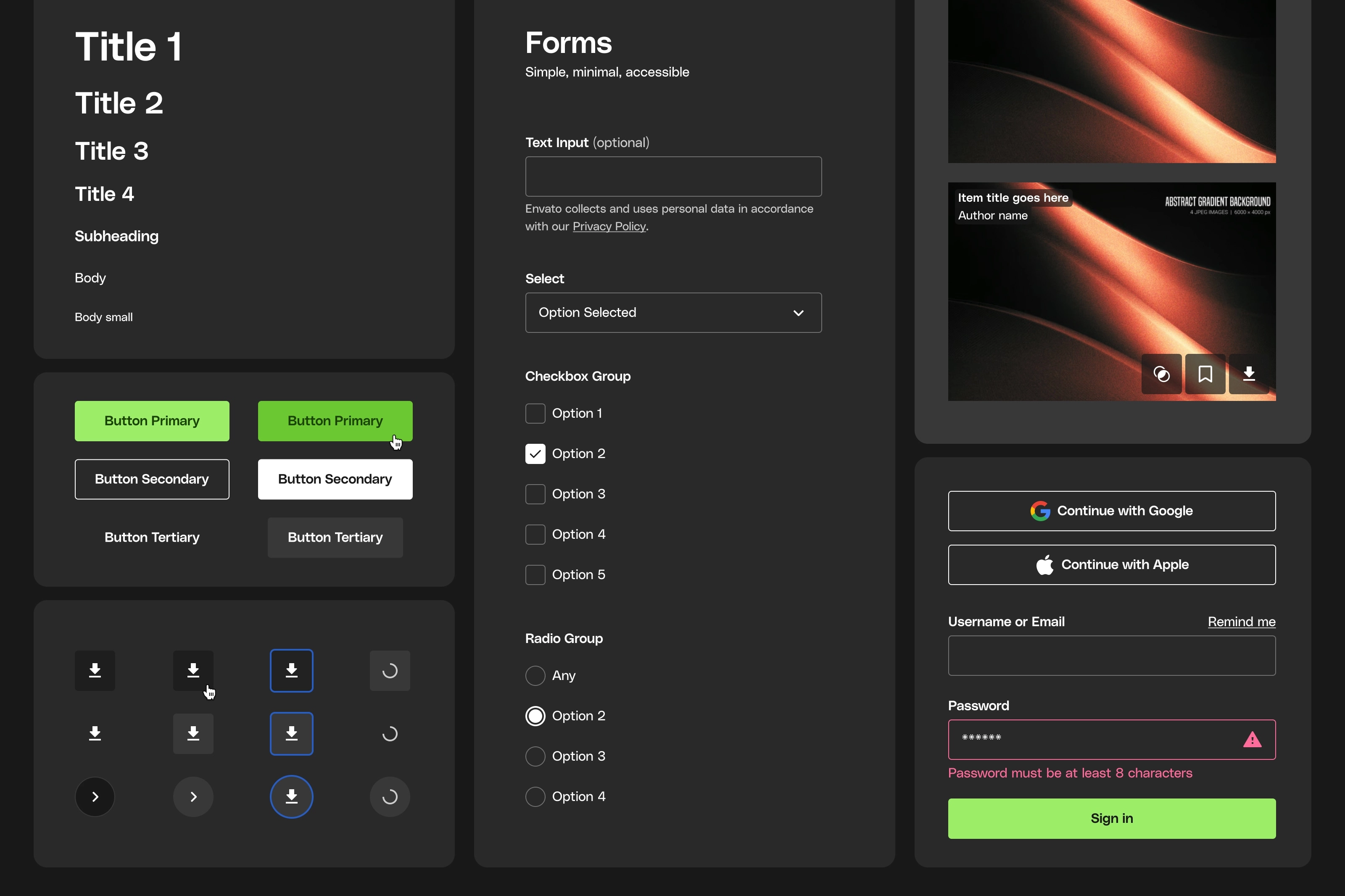 Design system dark mode variations