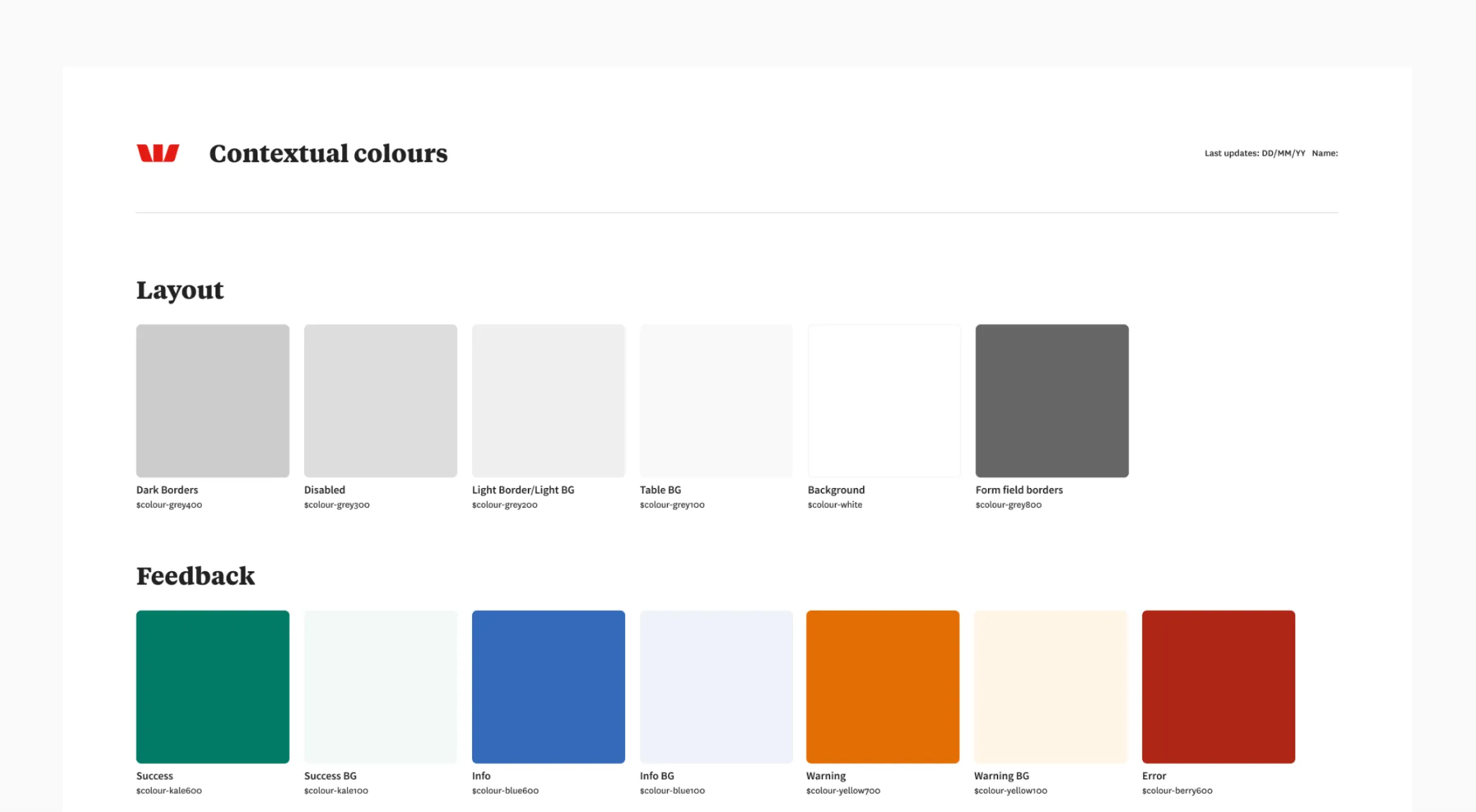 Westpac contextual colours